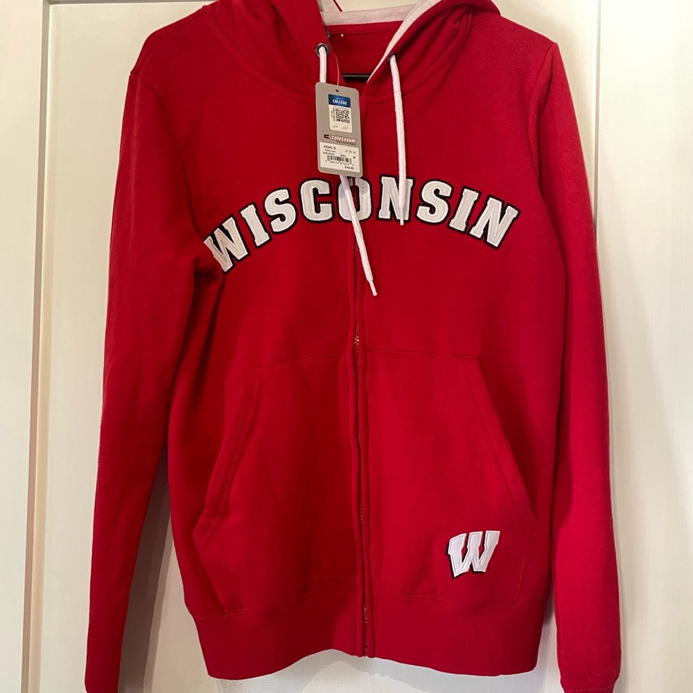 Wisconsin Badger Full Zip Hooded Sweatshirt Women’s Size M Red